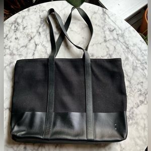 Everlane Black Structured Leather/Canvas Tote